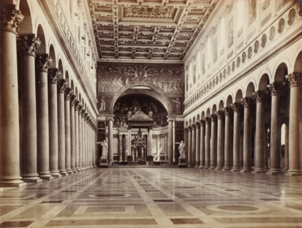 St. Paolo fuori le Mura. Rom, Interior of Saint Paul Outside the Walls in Rome, Italy, album page,