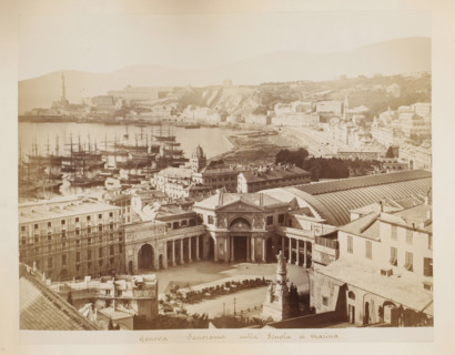 Genova panorama dalla scuola di marina, View of the harbor, the marine school and the station of