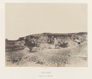 View of the cave of Jeremiah, near Jerusalem, Jérusalem. Grotte de Jérémie, photograph, page,