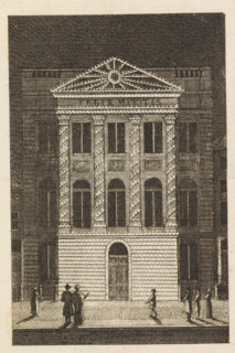 Illumination of Felix Meritis, 1816, print, The facade of Felix Meritis illuminated on the occasion
