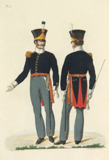 Captain of the Flankeurs, and Lieutenant of the National Infantry, print, A Dutch captain and