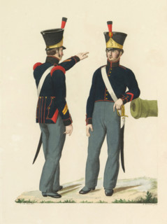 Corporal of Field Artillery, and Gunner of the 1st Class of the National Militia, print, A Dutch