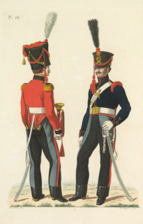 Gunner and Trumpeter, on foot, Mounted Artillery, print, A Dutch gunner and a trumpeter of the