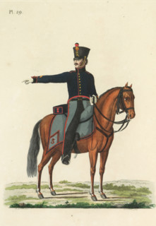 Sergeant, on horseback, Artillery Train, print, A Dutch sergeant of the artillery train, on
