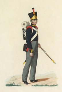 Miner or Sappeur, print, A Dutch artillery miner or sapper. Plate 31. Uniform representation in