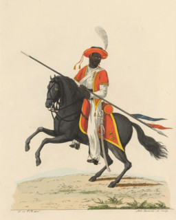 Bengali Lancer, on horseback, idem, Troops in the East Indies, print, A Bengal lancer in full dress