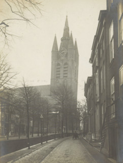 Oude Kerk. (Formerly St. Hypolitus). Tower, View of the Oude Kerk in Delft from the Oude Delft,