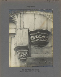 Corrugated stones of the Gemeenlandshuis on the Oude Delft in Delft decorated with fantasy