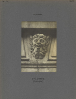 Town Hall (South side.) Keystone, Keystone of the town hall in Delft, decorated with a head of