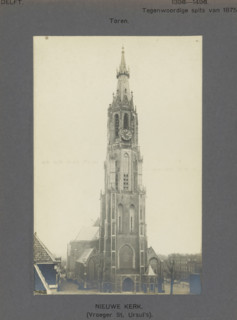 View of the Nieuwe Kerk in Delft, Nieuwe Kerk. (Formerly St. Ursul's). Tower, photograph,