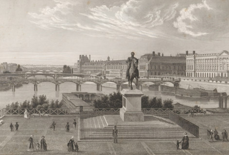 View taken from the Pont Neuf, View from the Pont Neuf of the equestrian statue of Henry IV of
