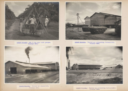 Oil factory in Padang Halaban, 1938, album page, photograph, Sheet with four photos of the palm oil