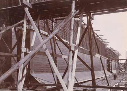 View of caissons 1-5 & 9, Belawan Ocean Harbor, photograph, Construction of the caissons for the