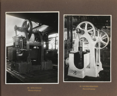 Sf. Redjosari Massecuite pump, album page, photograph, Album page with two photos of a pump.