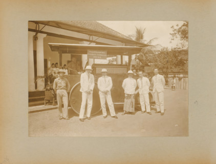 Roller transport, album page, photograph, Album page with a photo of a roller transported from