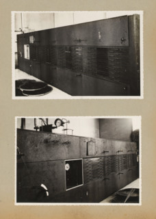 Installation, album page, photograph, Album page with two photos of an installation. Part of a