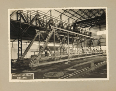 Railway bridge, album page, photograph, Album page with a photo of a truss bridge (railway bridge