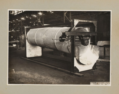 Drum, album page, photograph, Album page with a photo of a drum for a machine. Part of a photo