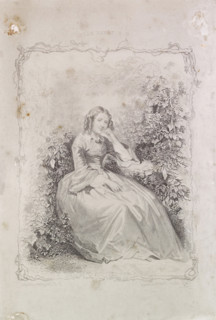 Pondering woman, steel plate, maker: Dirk Jurriaan Sluyter (signed by artist), after design by