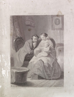 Couple with child, steel plate, maker: Dirk Jurriaan Sluyter (signed by artist), after design by