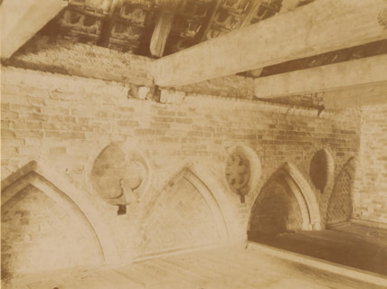 Arched windows and niches in the abbey church in Aduard, photograph, annotation: 'Aduard',