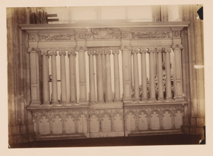 Choir screen in the Dom of Utrecht, photograph, annotation: 'Domkerk te Utrecht, Afsluiting hek,