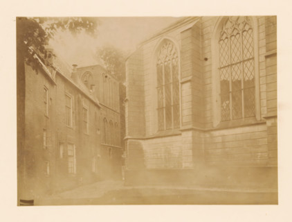 Town hall and the large church in Vollenhove, photograph, annotation: 'Large church and town hall