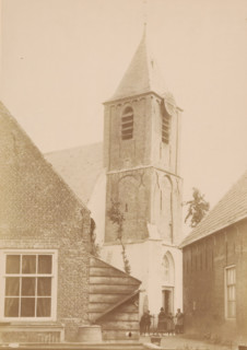 Tower of the Village Church of Nootdorp, photograph, annotation: 'Tower of the church of the Dutch