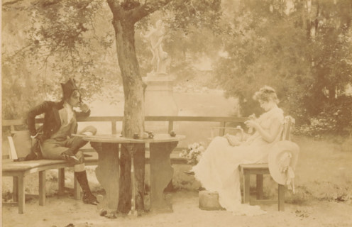 Photo reproduction of the painting In Love by Marcus Stone, In Love, cabinet photograph,