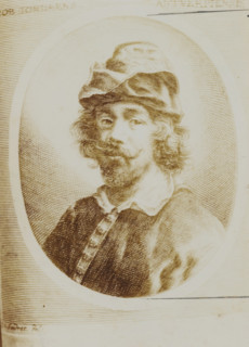 Photo reproduction of a print depicting a portrait of Jacques Jordaens by an unknown printmaker,