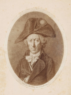 Photo reproduction of a drawing depicting a portrait of Hendrik Nobbe by Johannes Cornelis Mertens,