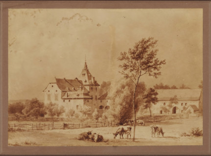 Photo reproduction of a painting of a view of Rijckholt Castle, photograph, reproduction, number: