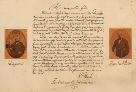 Scrapbook with portraits of famous French scientists, artists, authors, theater makers,