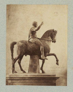 Equestrian statue, possibly of a Roman emperor, photograph, collector's mark: 'VOSMAER', Italy,