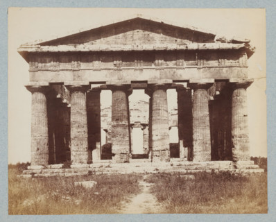 Tempio di Nettuno. Pesto, Frontal view of the Temple of Neptune in Paestum, Italy, photograph,