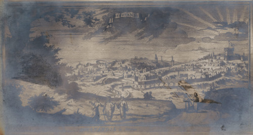 Photo reproduction of a print of the city of Kyustendil in present-day Bulgaria, photograph,