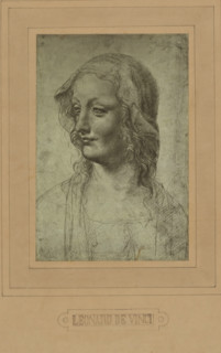 Photo reproduction of a drawing by Leonardo da Vinci (head of a woman), photograph, photographer: