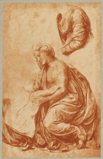 Photo reproduction of a drawing by Raphael (Madonna with child), photograph, photographer: Adolphe