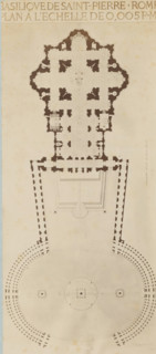 Photo reproduction of a map of St. Peter's Square and St. Peter's Basilica in Rome, BASILIQUE DE