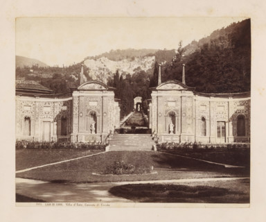 LAGO DI COMO. Villa d'Este, Cascate di ercole, Waterfalls in the garden of Villa d'Este on Lake