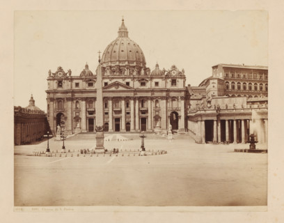 View of St. Peter's Basilica from St. Peter's Square in Rome, ROMA Chiesa di S. Pietro, photograph,