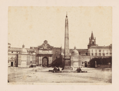 View of Porta del Popolo and the Flaminische Obelisk in Rome, Porta del Popolo (Roma), photograph,