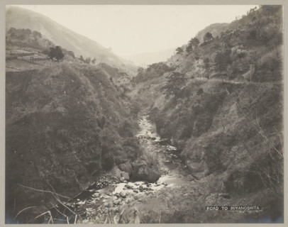River between mountains, Kanagawa, Road to Miyanoshita, photograph, number: '16.', c. 1895 - c.