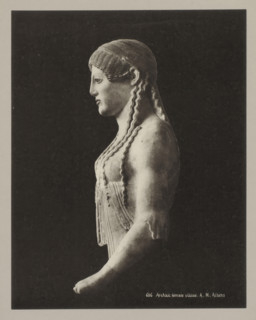 686 Archaic female statue. AM Athens, Archaic statue of a woman, photograph, number: '39.', Athens,