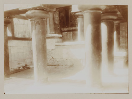 Wooden columns in the Palace of Knossos, photograph, annotation: '55. Crete. Palace at Knossos