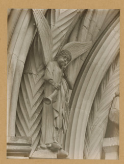 Detail of the Princely Portal in Bamberg Cathedral, Princely Gate, Synagogue, Posaunenengel vl,