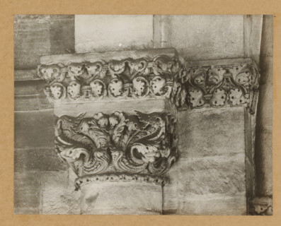East church, with Triumphal arch chapter, Capital of Bamberg Cathedral, album page, photograph,