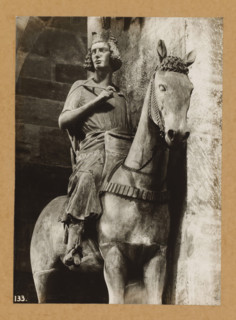 The rider, from the front, Bamberg horseman in the cathedral of Bamberg, album page, photograph,
