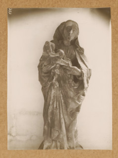Cloister, Madonna, Sculpture in the cloister of Bamberg Cathedral, album page, photograph, This