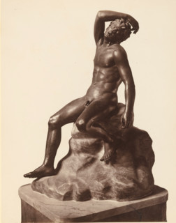 Bronze sculpture of a sleeping satyr, Museo di Napoli Fauno, album page, photograph, This photo is
